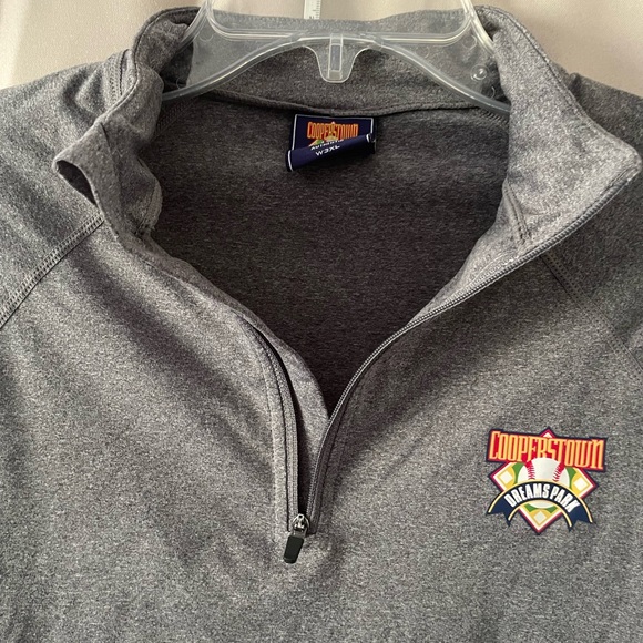 Cooperstown Dreams Park long-sleeved gray quarter-zip pullover zip side pockets - Picture 4 of 13